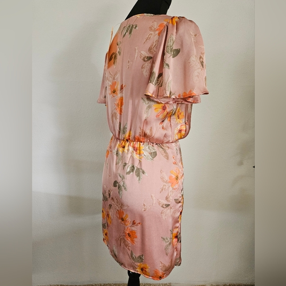 NWT Peach Love Satin Wrap Mini Dress - small - Picture 6 of 11
